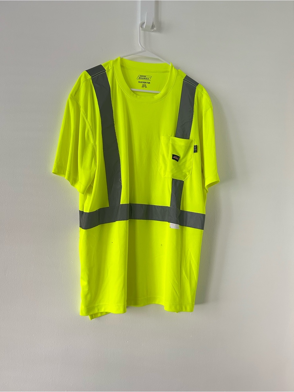 Dickies Hi-Vis Neon Yellow Short Sleeve Safety Tee with Reflective Stripes